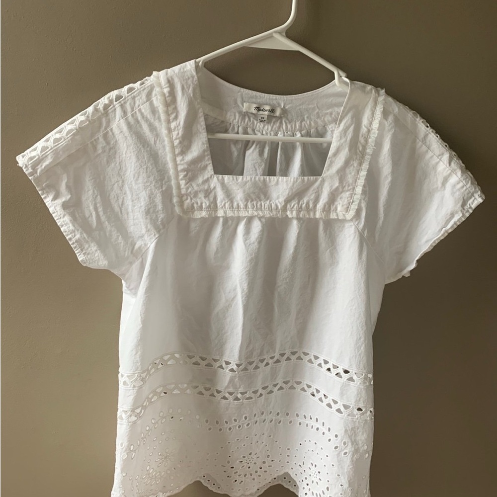 Madewell White Eyelet Angelica Top